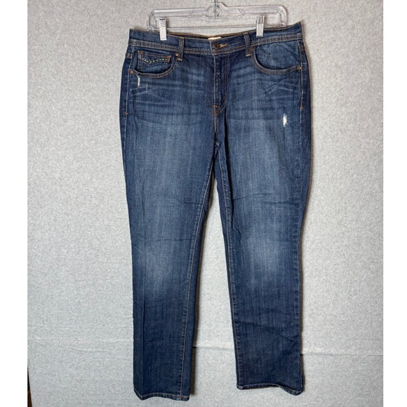 Levis 505 Jeans Womens 12M Straight Leg Dark Wash Denim‎ Comfort Stretch